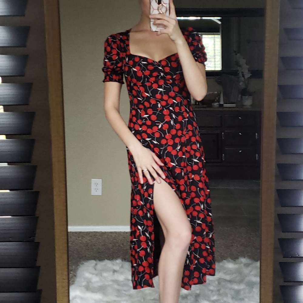 Cheery Print midi dress